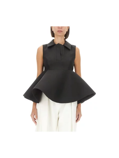 Top Jacquemus asymetryczny z baskinką czarny