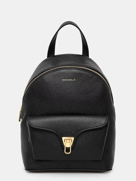 Шкіряний рюкзак Coccinelle малий однотонний чорний