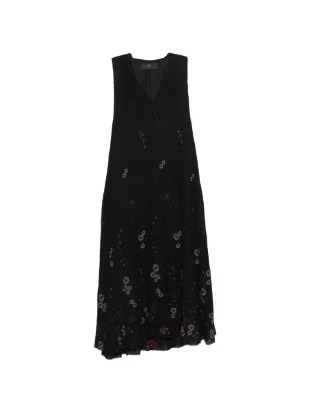Rochie maxi Marc Le Bihan cu model floral cu decolteu în V negru