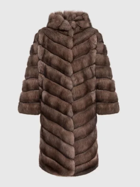 Двостороння шуба з хутра соболя Rindi коричнева