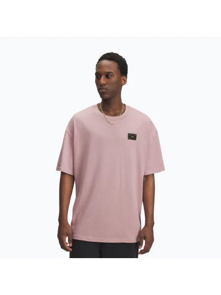 Tričko Under Armour Woven Label Heavyweight tourmaline pink/black černé