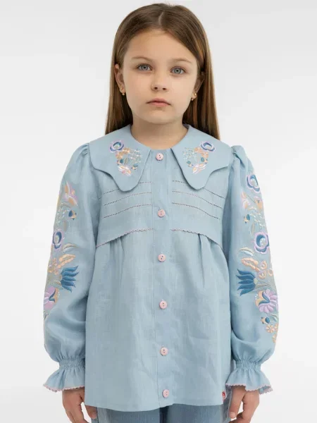 Детская рубашка Folk Moda голубая