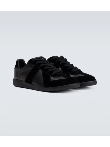 Sneakerși Maison Margiela din piele de căprioară negru