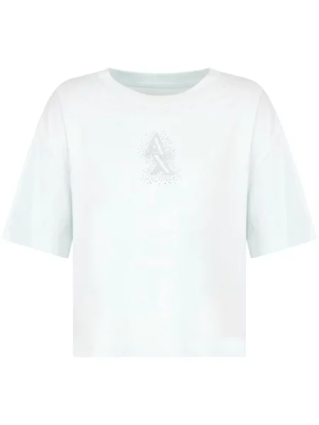 Tricou Armani Exchange cu broderie alb