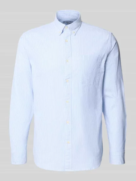 Koszula casualowa o kroju regular fit z mieszanki bawełny model ‘REGRICK’ Selected Homme biała