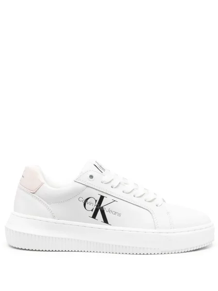Sneakerși Calvin Klein cu șireturi cu imagine din dantelă alb