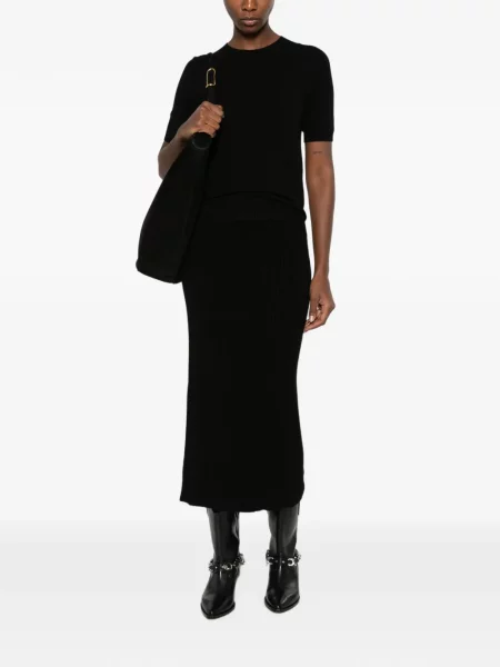 Scurt tricou Arovescio cu decolteu rotund negru