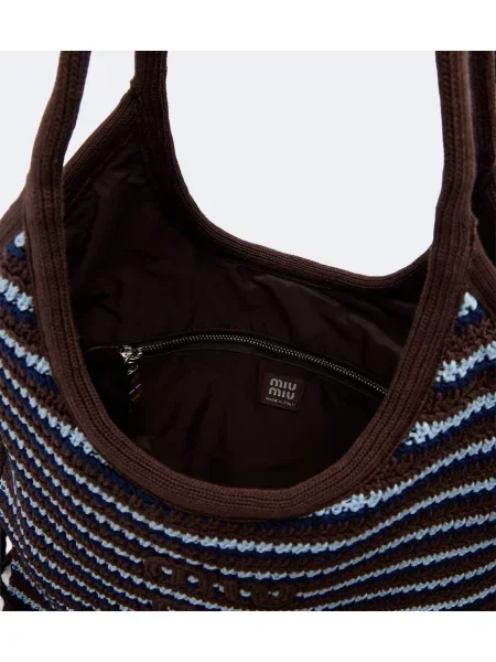 Shopper torbica Miu Miu s črtami modra
