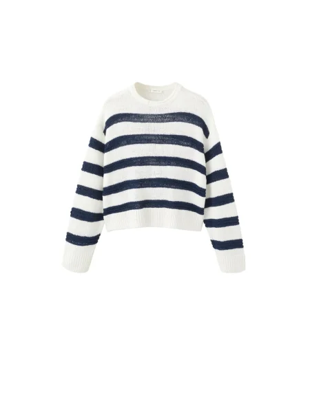 MANGO TEEN Pulover Naval bleumarin / amestacat alb