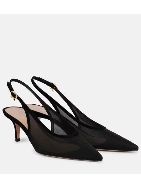 Pantofi cu toc Gianvito Rossi din piele slingback negru