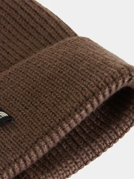 Шапка The North Face с лого коричневая