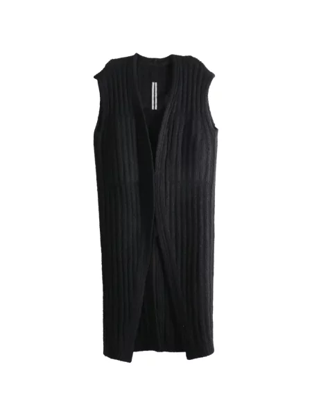 Palton Rick Owens fără mâneci tricotate negru