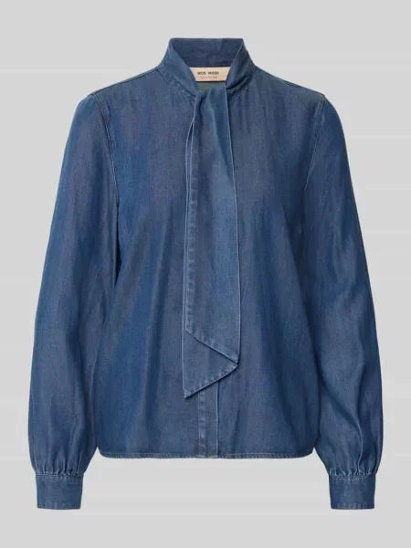 Bluzka koszulowa o kroju relaxed fit z mieszanki lyocellu model Paloma' Mos Mosh granatowa