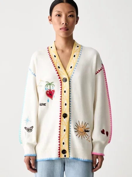 Never Fully Dressed cardigan pentru femei cu vâscoză bej