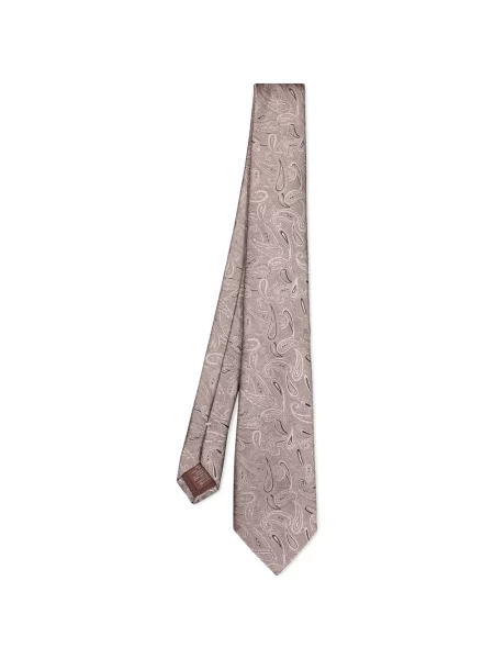 Cravată Canali cu model paisley din jacard gri