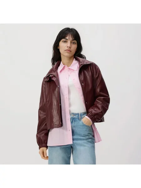 Reserved Melanžová péřová bunda bordó