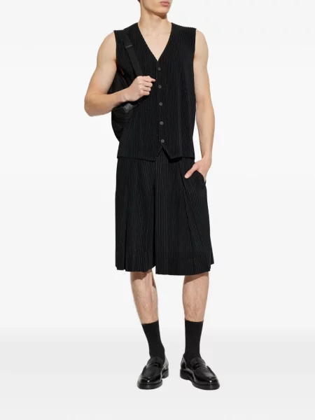 Γιλέκο Homme Plissé Issey Miyake με λαιμόκοψη v μαύρο