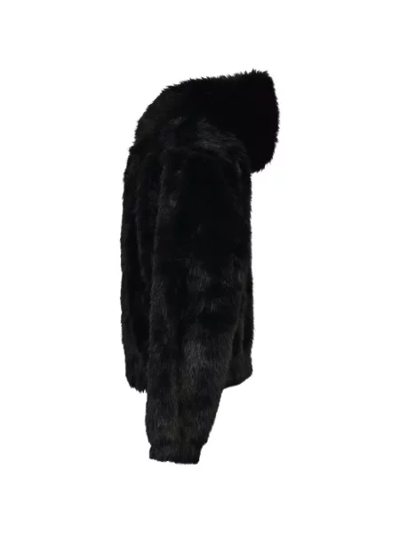 Geacă Breath cu glugă cu blană negru