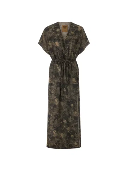 Rochie Uma Wang cu model floral cu imagine cu cordon maro