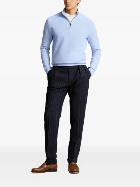 Lniana czapka z daszkiem Polo Ralph Lauren z okrągłym dekoltem niebieska