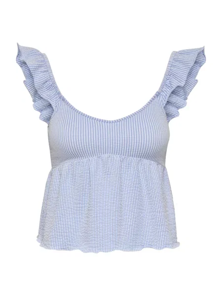 ONLY Top ONLMISTY albastru deschis alb