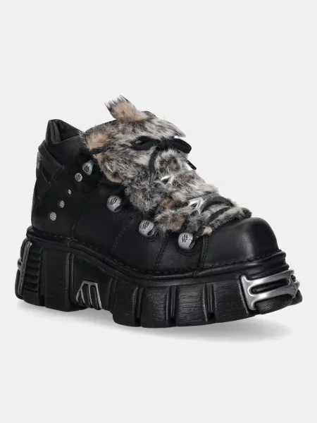 Usnjene superge New Rock CRUST NEGRO CRUST NEGRO črna
