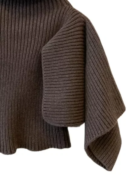 Pulover cu guler înalt top Rick Owens cu nervuri maro