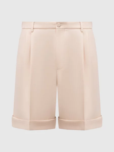 Шорти-бермуди з вовни з відворотами Valentino бежеві