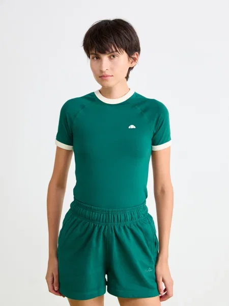 ELLESSE Tricou Etchemin verde închis alb
