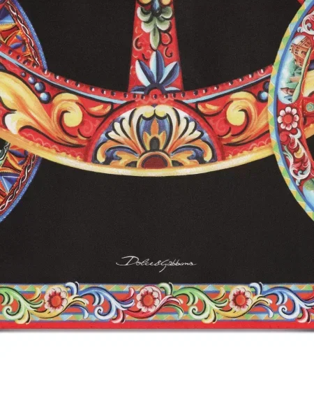Копринен шал Dolce & Gabbana с принт черно