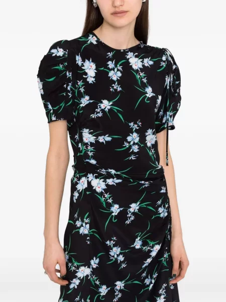 Rochie N°21 cu model floral cu imagine drapată negru