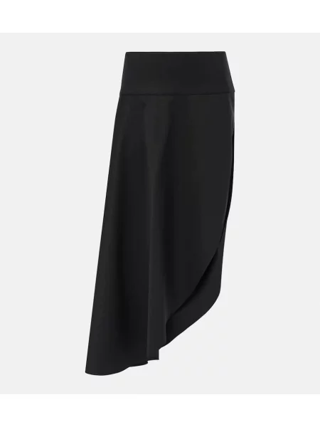 Volneno asimetrično midi krilo Alaia črna