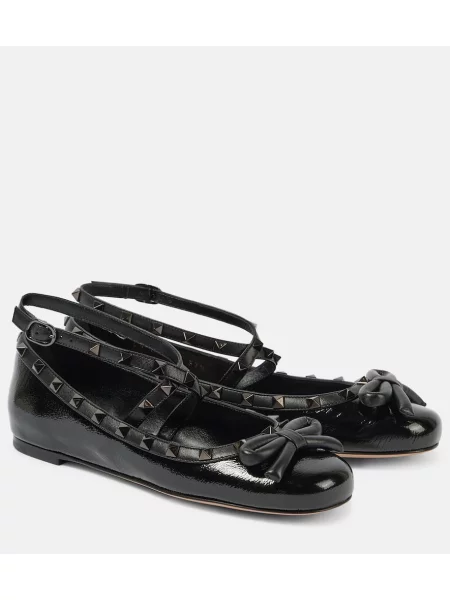 Balerini Valentino Garavani din piele negru