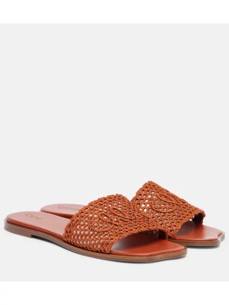 Sandale Chloé cu broderie maro