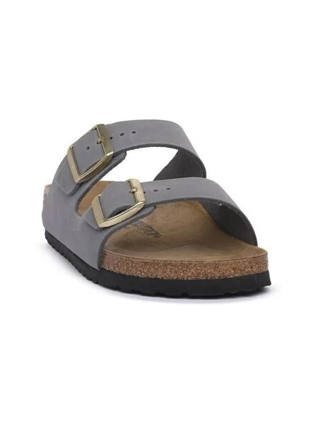 Șlapi Birkenstock din piele gri