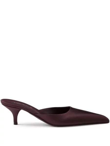 Papuci tip mules Prada din satin roșu