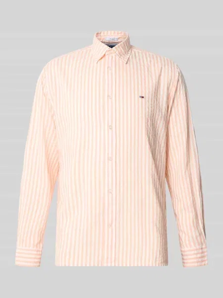 Koszula casualowa o kroju relaxed fit z mieszanki bawełny i modalu Tommy Jeans pomarańczowa