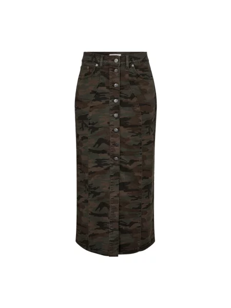 Spódnica jeansowa Co'couture z wysoką talią w kamuflażu zielona