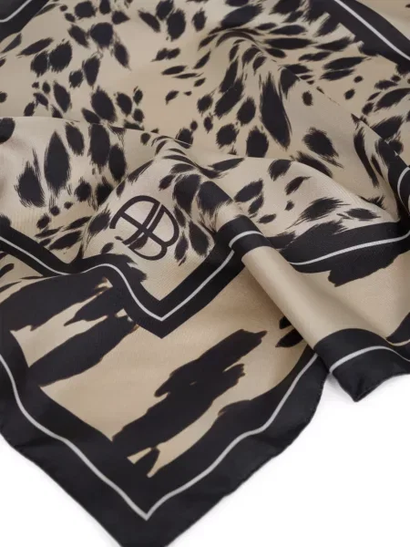 Fular Anine Bing cu perle cu model leopard alb