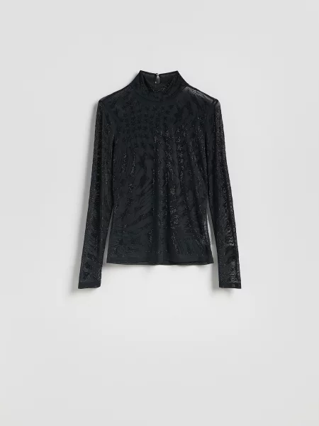 Reserved Гольф з декоративною аплікацією чорний