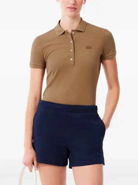 Scurt tricou polo Lacoste cu autograf maro