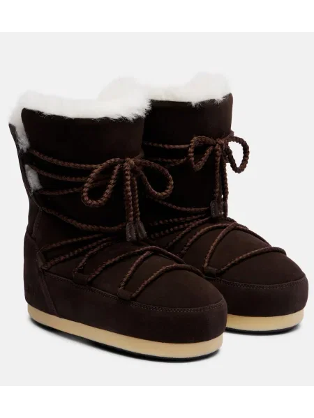 Čizmice Moon Boot od brušene kože smeđa