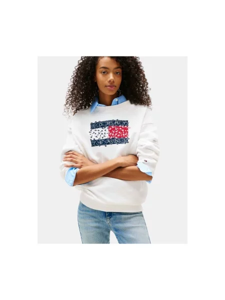 Tommy Jeans Mikina Floral Flag bílá