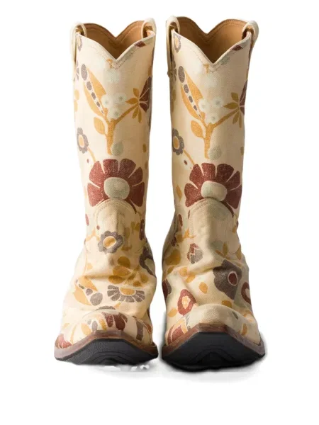 Botine Prada cu model floral cu imagine cowboy