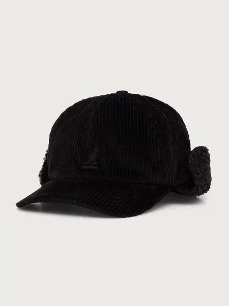 Kangol kapa s šiltom rebrasti žametni COZY CORD EARFLAP BB črna