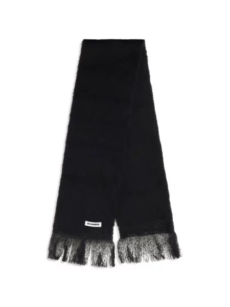Fular Jil Sander cu franjuri negru