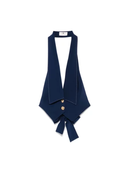 Kamizelka Elisabetta Franchi z krepy niebieska