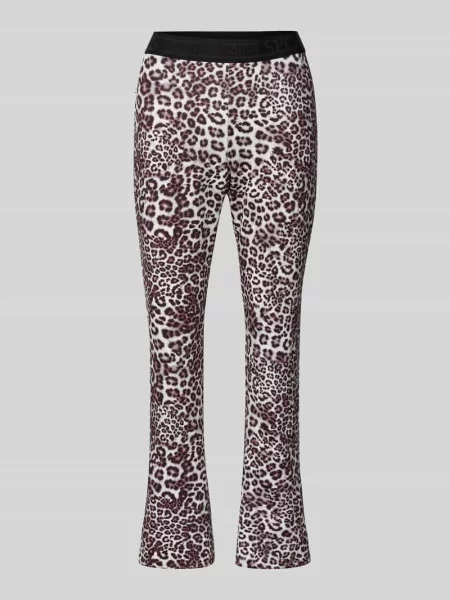 Spodnie materiałowe o rozkloszowanym kroju ze zwierzęcym nadrukiem na całej powierzchni Marc Cain