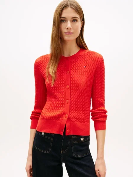 Tommy Hilfiger Kardigan Kobiety jednolity M czerwony