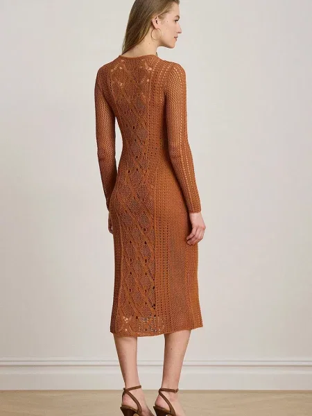 Lauren Ralph Lauren svetrové šaty s viskózou oranžová